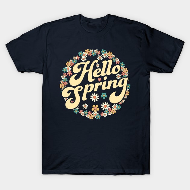 Hello Spring Trendy Easter Daisy Flower Cute Floral Pattern T-Shirt by OrangeMonkeyArt